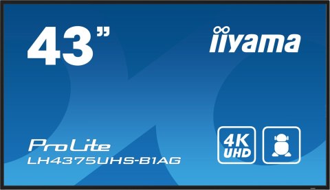 Iiyama ProLite Płaski panel Digital Signage 108 cm (42.5") LCD Wi-Fi 500 cd/m2 4K Ultra HD Czarny Procesor wbudowany Android 11 Iiyama ProLite Płaski panel Digital Signage 108 cm (42.5") LCD Wi-Fi 500 cd/m2 4K Ultra HD Czarny Procesor wbudowany Android 11