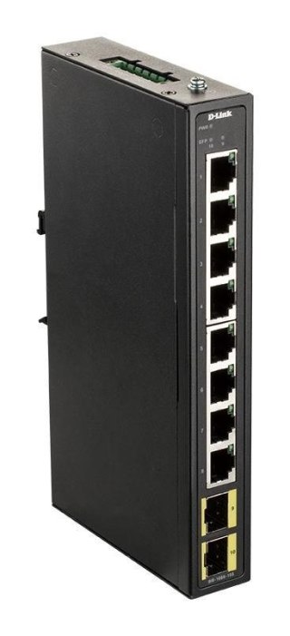 Przemysłowy gigabitowy przełącznik niezarządzalny D-Link z 2 gniazdami SFP - szyna DIN