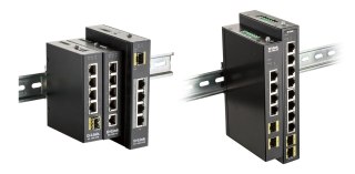 Przemysłowy gigabitowy przełącznik niezarządzalny D-Link z 2 gniazdami SFP - szyna DIN
