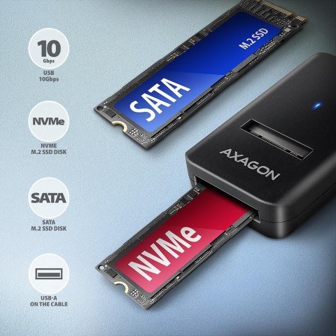 Axagon ADM2-AM USB-A 10Gbps - M.2 NVMe & SATA SSD adaptér, kabelis USB-A 10cm Obudowa SSD Czarny Axagon ADM2-AM USB-A 10Gbps - M.2 NVMe & SATA SSD adaptér, kabelis USB-A 10cm Obudowa SSD Czarny