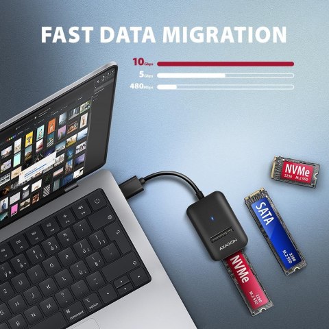 Axagon ADM2-AM USB-A 10Gbps - M.2 NVMe & SATA SSD adaptér, kabelis USB-A 10cm Obudowa SSD Czarny Axagon ADM2-AM USB-A 10Gbps - M.2 NVMe & SATA SSD adaptér, kabelis USB-A 10cm Obudowa SSD Czarny