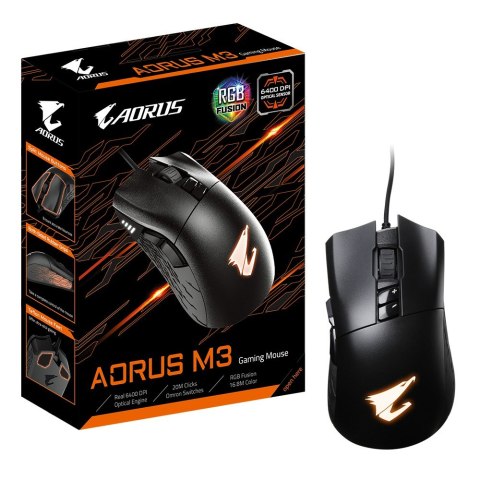 GIGABYTE AORUS M3 myszka Gaming Po prawej stronie USB Typu-A Optyczny 6400 DPI GIGABYTE AORUS M3 myszka Gaming Po prawej stronie USB Typu-A Optyczny 6400 DPI