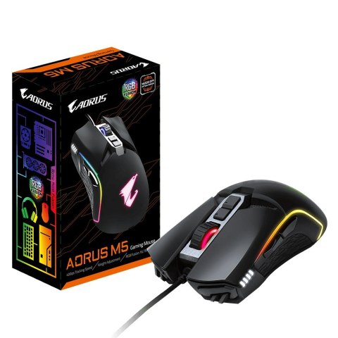 Gigabyte AORUS M5, mysz do gier, USB, optyczna, do 16000 DPI Gigabyte AORUS M5, mysz do gier, USB, optyczna, do 16000 DPI