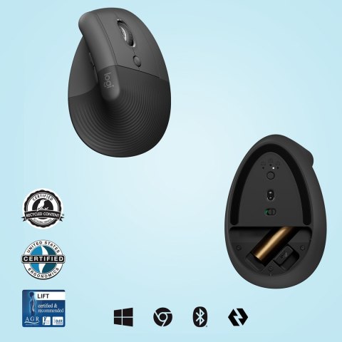 Logitech Lift myszka Po prawej stronie RF Wireless + Bluetooth Optyczny 4000 DPI