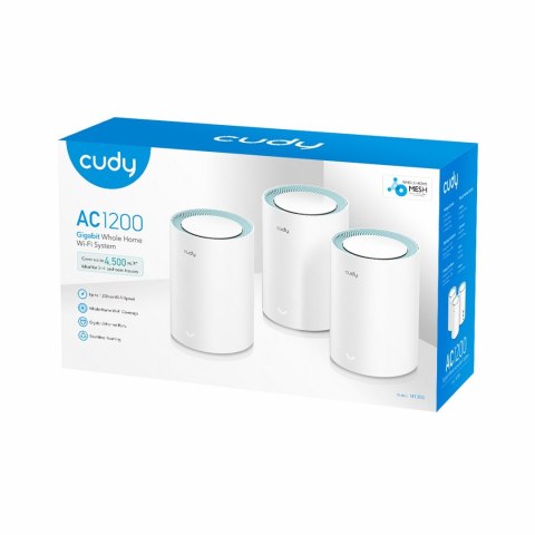 Cudy M1300 3-PACK siatkowy system wi-fi Dual-band (2.4 GHz/5 GHz) Wi-Fi 5 (802.11ac) Biały 1 Wewnętrzne Cudy M1300 3-PACK siatkowy system wi-fi Dual-band (2.4 GHz/5 GHz) Wi-Fi 5 (802.11ac) Biały 1 Wewnętrzne