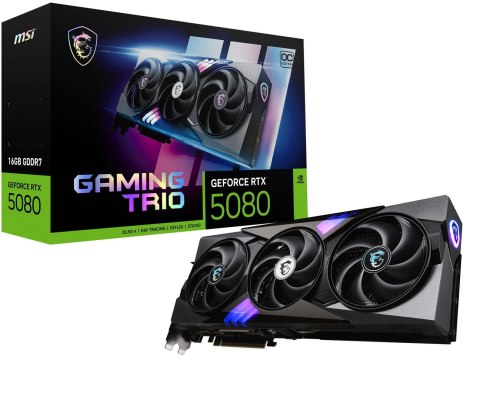 Karta graficzna MSI GeForce RTX 5080 16GB GAMING TRIO OC GDDR7 Karta graficzna MSI GeForce RTX 5080 16GB GAMING TRIO OC GDDR7