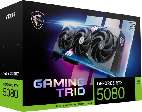 Karta graficzna MSI GeForce RTX 5080 16GB GAMING TRIO OC GDDR7 Karta graficzna MSI GeForce RTX 5080 16GB GAMING TRIO OC GDDR7