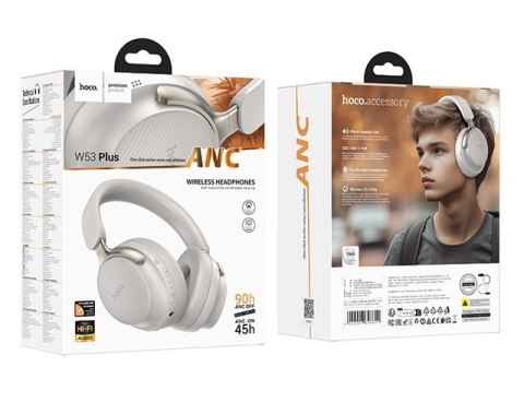 Słuchawki bezprzewodowe Hoco W53 Plus Tone ANC (szary) Słuchawki bezprzewodowe Hoco W53 Plus Tone ANC (szary)