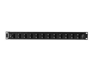 Przełącznica światłowodowa LANBERG 12xSC duplex / 12xLC quad rack 19" 1U czarna + akcesoria