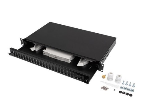 Przełącznica światłowodowa LANBERG 24xSC Duplex / 24xLC Quad Rack 19" 1U czarna + akcesoria Przełącznica światłowodowa LANBERG 24xSC Duplex / 24xLC Quad Rack 19" 1U czarna + akcesoria