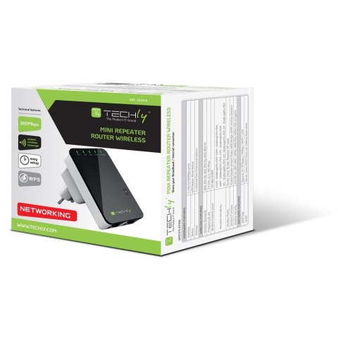 Router bezprzewodowy Techly I-WL-REPEATER2 Fast Ethernet Czarny, Biały Router bezprzewodowy Techly I-WL-REPEATER2 Fast Ethernet Czarny, Biały