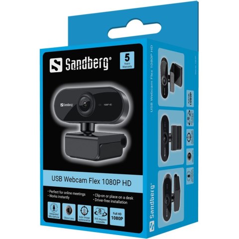 Kamera internetowa Sandberg USB Webcam Flex 1080P HD Kamera internetowa Sandberg USB Webcam Flex 1080P HD