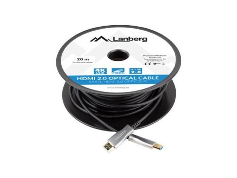 Lanberg CA-HDMI-20FB-0200-BK optyczny kabel HDMI M/M 20m v2.0 4K AOC Lanberg CA-HDMI-20FB-0200-BK optyczny kabel HDMI M/M 20m v2.0 4K AOC