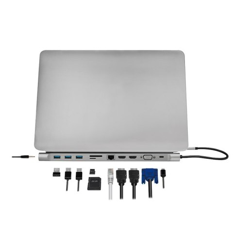 LogiLink UA0373 - Przewodowy - USB 3.2 Gen 1 (3.1 Gen 1) Type-C - 100 W - 3,5 mm - 10,100,1000 Mbit/s - Aluminiowy LogiLink UA0373 - Przewodowy - USB 3.2 Gen 1 (3.1 Gen 1) Type-C - 100 W - 3,5 mm - 10,100,1000 Mbit/s - Aluminiowy