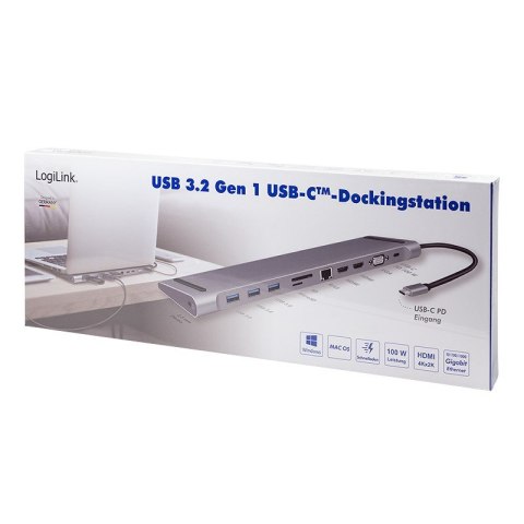 LogiLink UA0373 - Przewodowy - USB 3.2 Gen 1 (3.1 Gen 1) Type-C - 100 W - 3,5 mm - 10,100,1000 Mbit/s - Aluminiowy LogiLink UA0373 - Przewodowy - USB 3.2 Gen 1 (3.1 Gen 1) Type-C - 100 W - 3,5 mm - 10,100,1000 Mbit/s - Aluminiowy