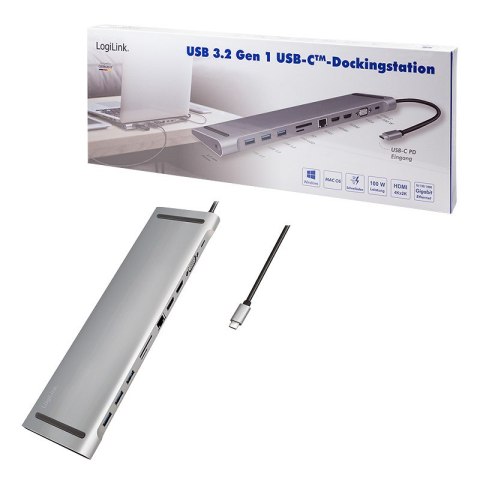 LogiLink UA0373 - Przewodowy - USB 3.2 Gen 1 (3.1 Gen 1) Type-C - 100 W - 3,5 mm - 10,100,1000 Mbit/s - Aluminiowy LogiLink UA0373 - Przewodowy - USB 3.2 Gen 1 (3.1 Gen 1) Type-C - 100 W - 3,5 mm - 10,100,1000 Mbit/s - Aluminiowy