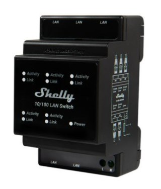 Switch LAN Shelly - gniazdko - 5 portów - 10/100 Mbit
