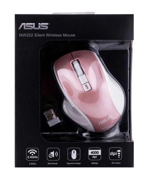Mysz Asus Silent Wireless Mouse Rose Gold MW202 bezprzewodowa różowo-złota Mysz Asus Silent Wireless Mouse Rose Gold MW202 bezprzewodowa różowo-złota