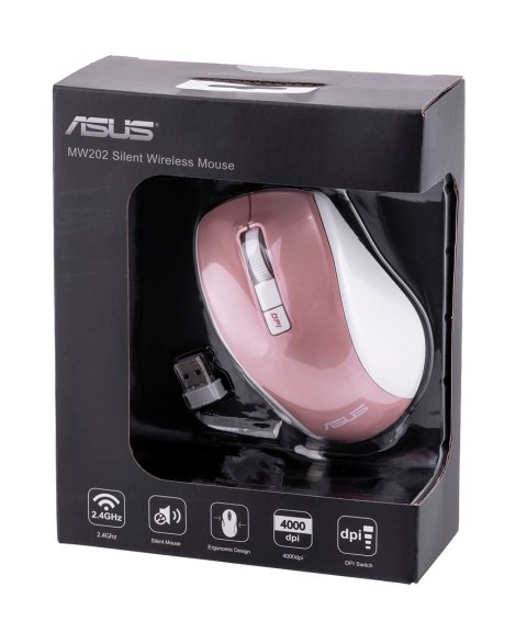 Mysz Asus Silent Wireless Mouse Rose Gold MW202 bezprzewodowa różowo-złota Mysz Asus Silent Wireless Mouse Rose Gold MW202 bezprzewodowa różowo-złota