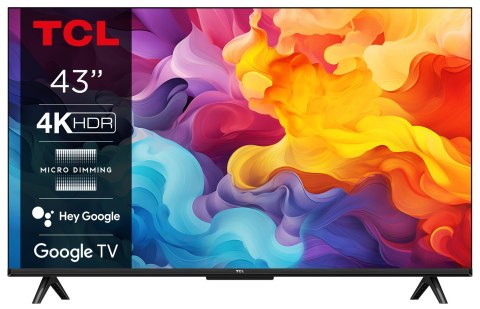 Telewizor TCL 43P655 LED 43'' 4K Ultra HD Google TV Dolby Vision DVB-T2 Czarny Telewizor TCL 43P655 LED 43'' 4K Ultra HD Google TV Dolby Vision DVB-T2 Czarny