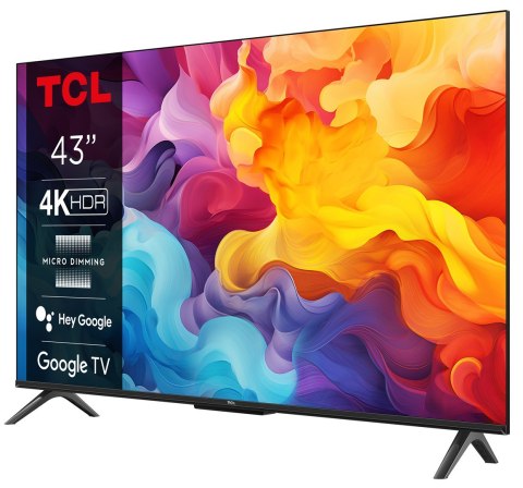 Telewizor TCL 43P655 LED 43'' 4K Ultra HD Google TV Dolby Vision DVB-T2 Czarny Telewizor TCL 43P655 LED 43'' 4K Ultra HD Google TV Dolby Vision DVB-T2 Czarny