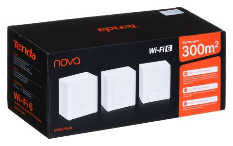 Tenda EX3-3 siatkowy system wi-fi Dual-band (2.4 GHz/5 GHz) Wi-Fi 6 (802.11ax) Biały 1 Wewnętrzne Tenda EX3-3 siatkowy system wi-fi Dual-band (2.4 GHz/5 GHz) Wi-Fi 6 (802.11ax) Biały 1 Wewnętrzne