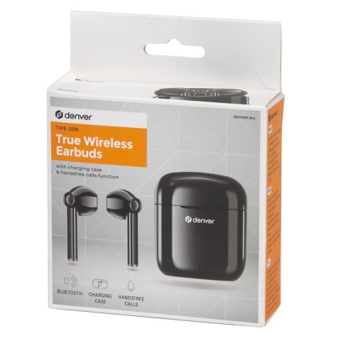 Denver TWE-39B słuchawki/zestaw słuchawkowy True Wireless Stereo (TWS) Douszny Połączenia/muzyka Bluetooth Czarny Denver TWE-39B słuchawki/zestaw słuchawkowy True Wireless Stereo (TWS) Douszny Połączenia/muzyka Bluetooth Czarny