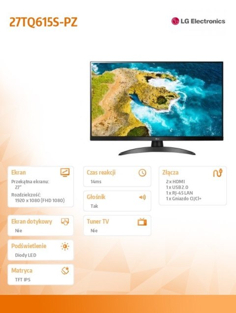 Monitor LG 27TQ615S-PZ (27" /1920 x 1080 /Czarny)