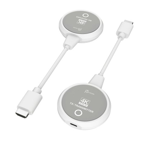 Nadajnik i odbiornik audio/video bezprzewodowy j5create ScreenCast 4K Wireless Display HDMI Extender ; kolor biały JVAW75-N Nadajnik i odbiornik audio/video bezprzewodowy j5create ScreenCast 4K Wireless Display HDMI Extender ; kolor biały JVAW75-N
