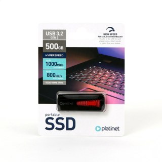 PLATINET PORTABLE SSD WITH USB PLUG 3.2 R/W UP TO 1053/890 MB/s 500GB BLACK [45869]