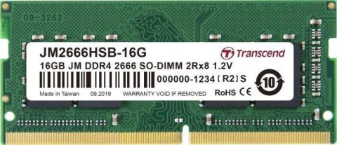 Pamięć TRANSCEND (SODIMM\DDR4\16 GB\2666MHz\1.2V\19 CL\Single)