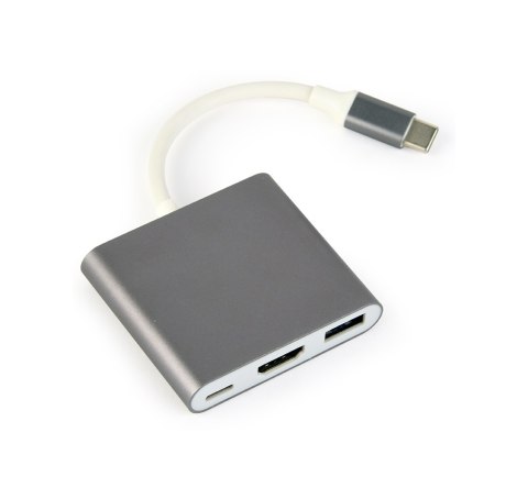Adapter GEMBIRD A-CM-HDMIF-02-SG USB Typu C - HDMI + USB-A + USB-C Adapter GEMBIRD A-CM-HDMIF-02-SG USB Typu C - HDMI + USB-A + USB-C
