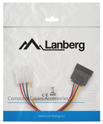 Kabel zasilający LANBERG SATA 15-pin - Molex 4-pin 0.15m. CA-HDSA-10CU-0015 Kabel zasilający LANBERG SATA 15-pin - Molex 4-pin 0.15m. CA-HDSA-10CU-0015