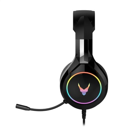 VARR GAMING RGB HEADPHONES 50MM SŁUCHAWKI NAUSZNE MIC 3,5MM USB BLACK [45206] TE