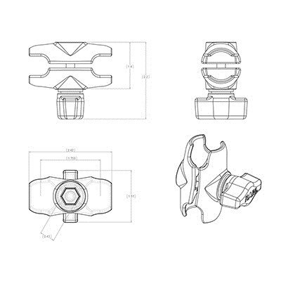 RAM MOUNT ramię montażowe o dł. 6 cm RAM-B-201U-A