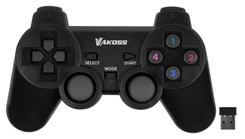 VAKOSS GAMEPAD BEZPRZEWODOWY USB Z FUNKCJĄ DUAL SHOCK, PC/PS3, TRYB CYFROWY I ANALOGOWY, GP-4705BK CZARNY