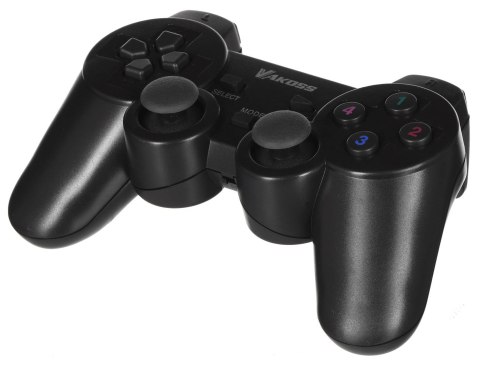 VAKOSS GAMEPAD BEZPRZEWODOWY USB Z FUNKCJĄ DUAL SHOCK, PC/PS3, TRYB CYFROWY I ANALOGOWY, GP-4705BK CZARNY