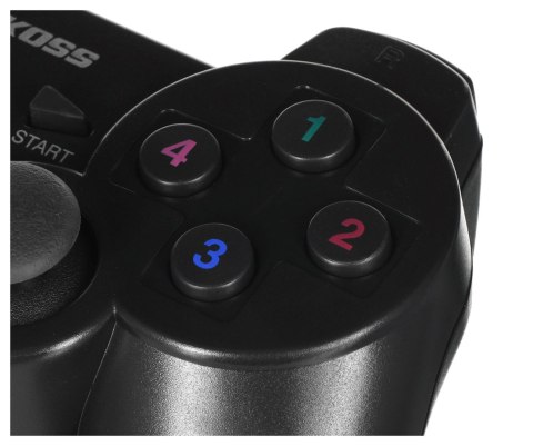 VAKOSS GAMEPAD BEZPRZEWODOWY USB Z FUNKCJĄ DUAL SHOCK, PC/PS3, TRYB CYFROWY I ANALOGOWY, GP-4705BK CZARNY