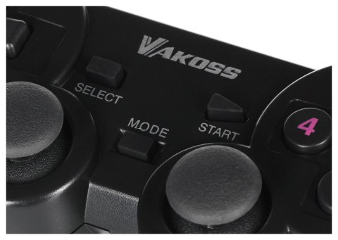 VAKOSS GAMEPAD BEZPRZEWODOWY USB Z FUNKCJĄ DUAL SHOCK, PC/PS3, TRYB CYFROWY I ANALOGOWY, GP-4705BK CZARNY