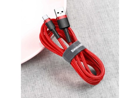 Kabel Baseus Cafule CATKLF-A09 (USB 2.0 - USB typu C ; 0,50m; kolor czerwony)