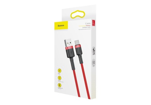 Kabel Baseus Cafule CATKLF-A09 (USB 2.0 - USB typu C ; 0,50m; kolor czerwony)