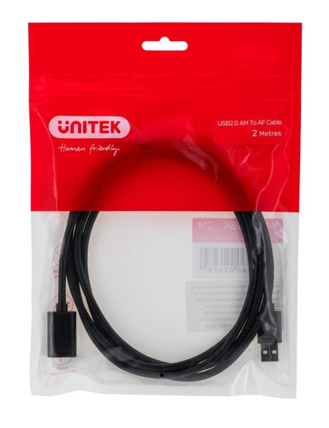 UNITEK PRZEDŁUŻACZ USB 2.0, AM-AF, 2M, Y-C450GBK