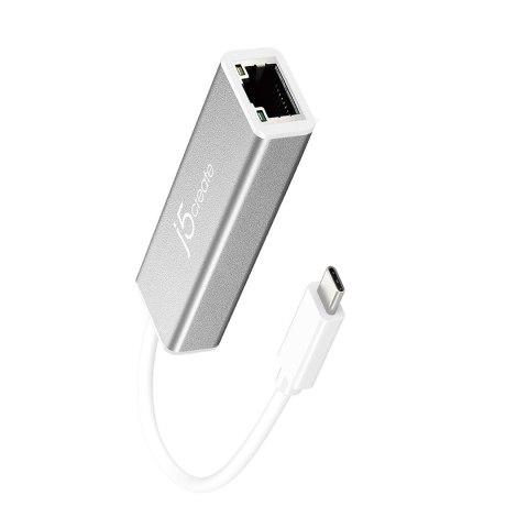 Adapter j5create USB-C to Gigabit Ethernet Adapter; kolor srebrny JCE133G-N