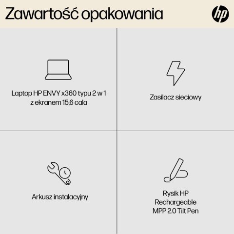 HP ENVY x360 15-fh0006nw Ryzen 5 7530U 15.6"FHD Touch IPS 250nits 16GB LPDDR4 SSD512 Radeon Integrated Graphics No ODD Win11 2Y 