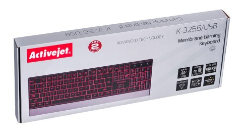 Klawiatura przewodowa Activejet K-3255 USB - czarna