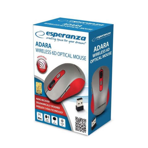 ESPERANZA MYSZ BEZPRZEWODOWA 2.4GHZ ADARA CZERWONA EM131R ESPERANZA MYSZ BEZPRZEWODOWA 2.4GHZ ADARA CZERWONA EM131R