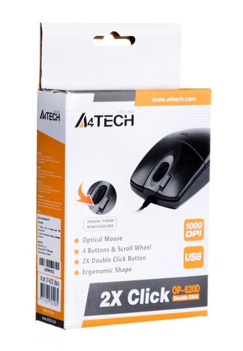 Mysz A4 TECH A4TMYS30398 (optyczna; 800 DPI; kolor czarny)