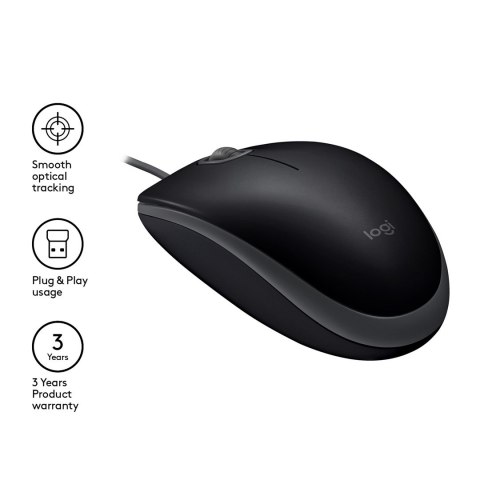 Mysz Logitech 910-005508 (optyczna; 1000 DPI; kolor czarny)