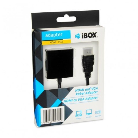 Adapter IBOX IAHV01 (HDMI M - D-Sub (VGA) F; 1m; kolor czarny)