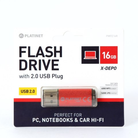 PLATINET PENDRIVE USB 2.0 X-Depo 16GB RED [42174]